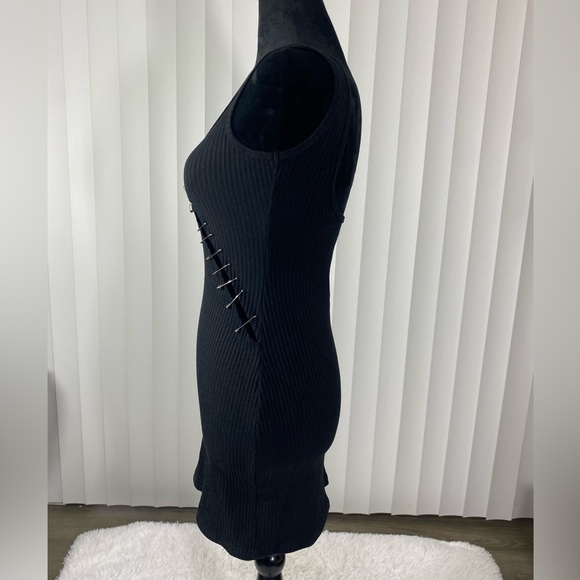 POSTER GRL Get Ur Digits Safety Pin Ribbed Tank Dress Bodycon Black Size XS - Picture 6 of 11